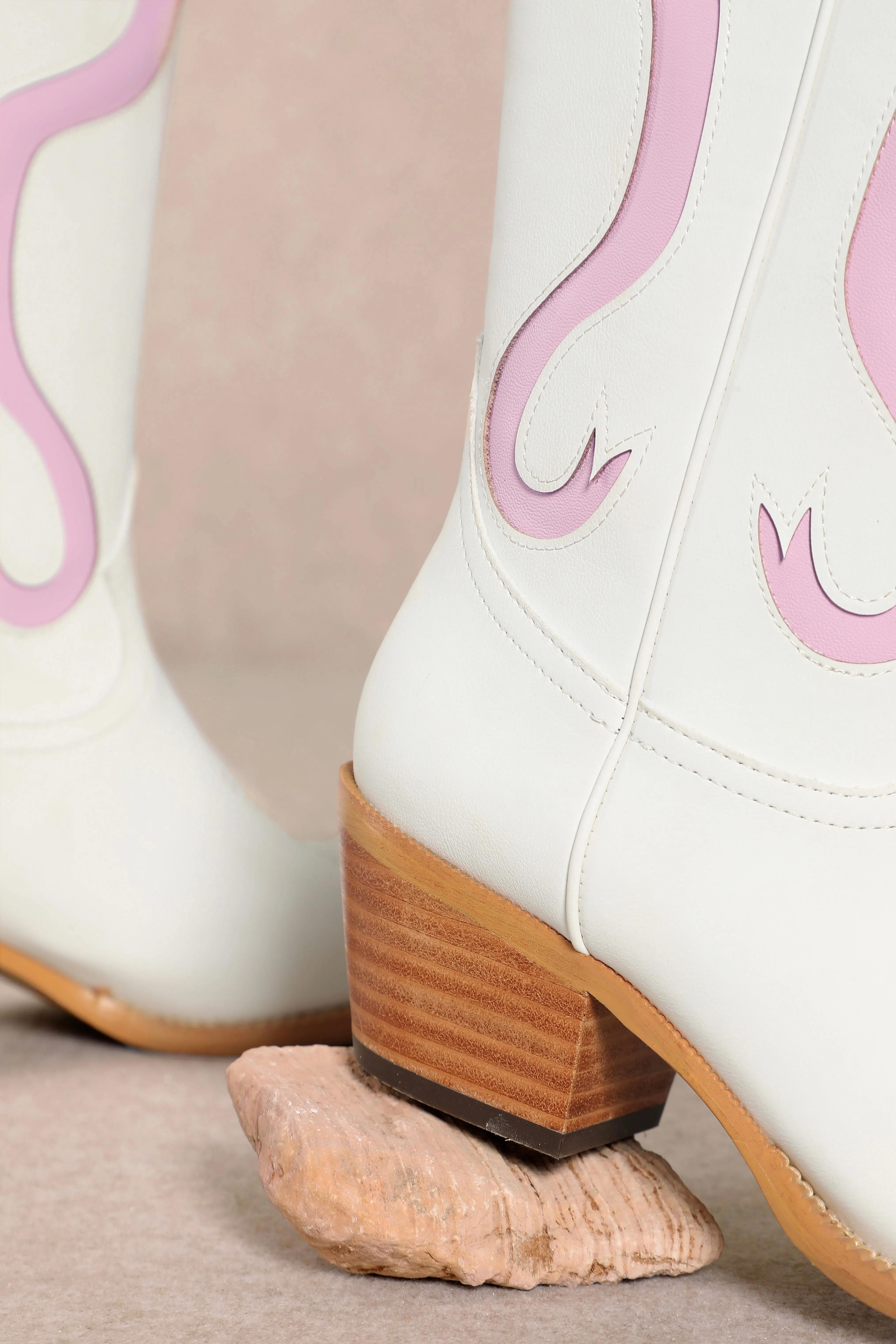 Addison Boots - White & Pink