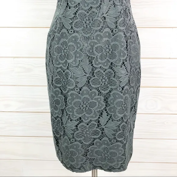 Adrianna Papell Cap Sleeve Split Neck Lace Dress 4