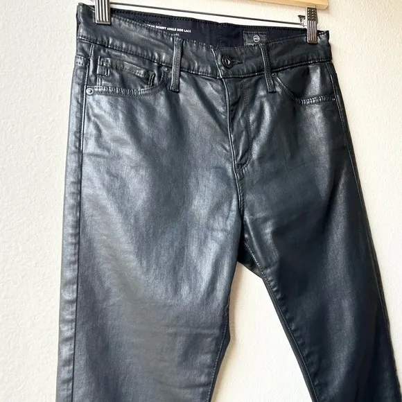 AG The Farrah Skinny Ankle Side Lace Black Jeans Sz 25