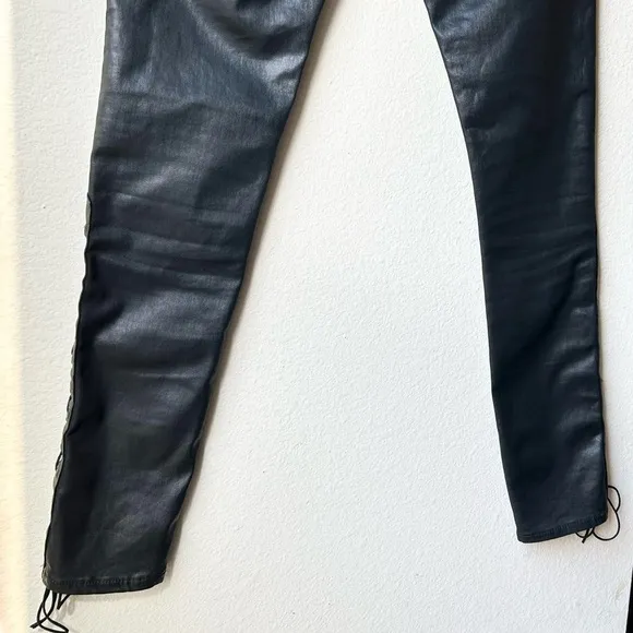 AG The Farrah Skinny Ankle Side Lace Black Jeans Sz 25