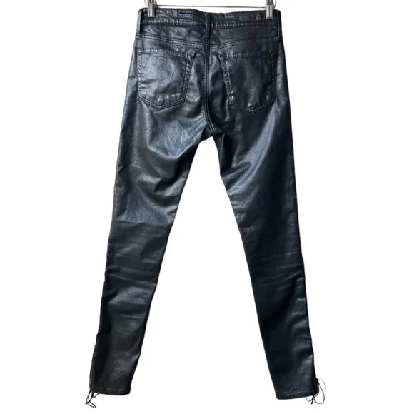 AG The Farrah Skinny Ankle Side Lace Black Jeans Sz 25