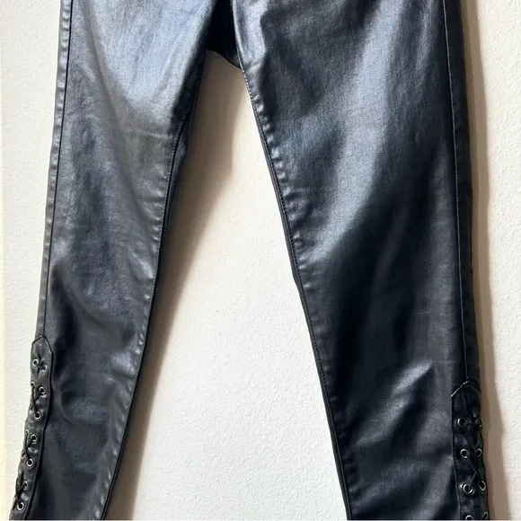 AG The Farrah Skinny Ankle Side Lace Black Jeans Sz 25