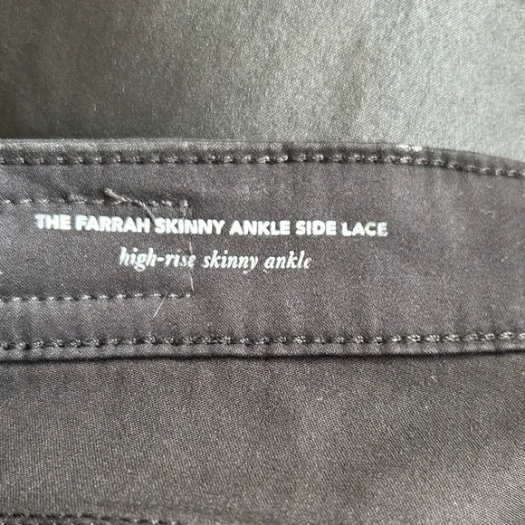 AG The Farrah Skinny Ankle Side Lace Black Jeans Sz 25
