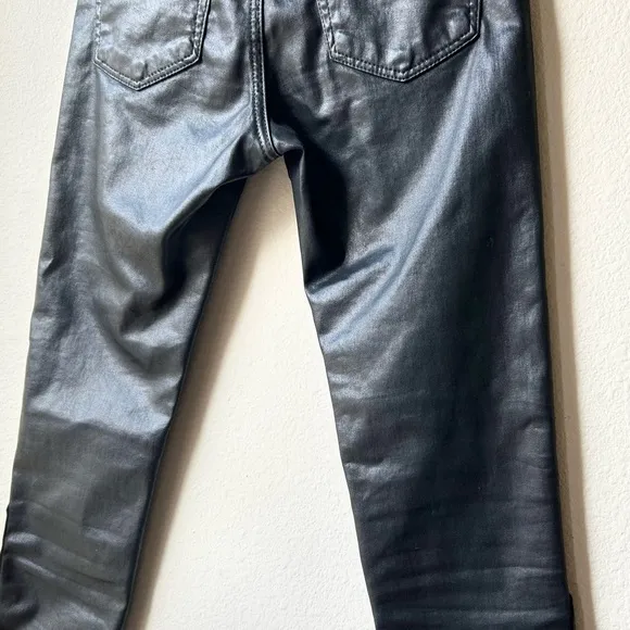 AG The Farrah Skinny Ankle Side Lace Black Jeans Sz 25