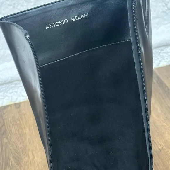Antonio Melani‎ talk wooden heel black leather boots.  Size 9M