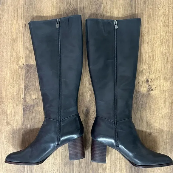Antonio Melani‎ talk wooden heel black leather boots.  Size 9M