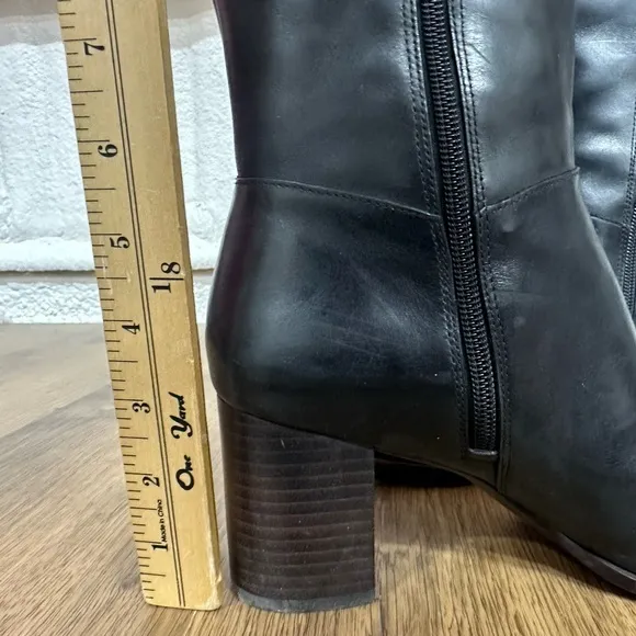 Antonio Melani‎ talk wooden heel black leather boots.  Size 9M