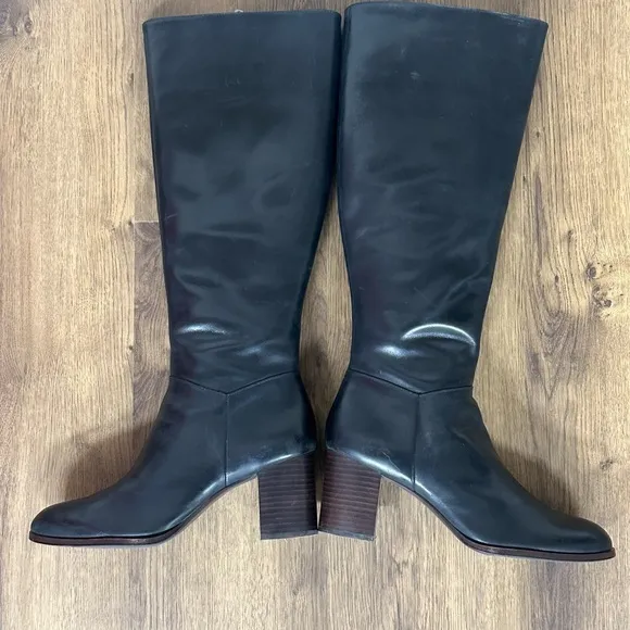 Antonio Melani‎ talk wooden heel black leather boots.  Size 9M