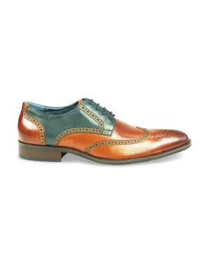 AZOR Mens Oval Long  Missori Wingtip  Lace Up Shoes Tan UK 7 to UK 12