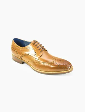 AZOR Mens Semi - Square Venezia Wingtip Lace Up Shoes Tan UK 7 to UK 12