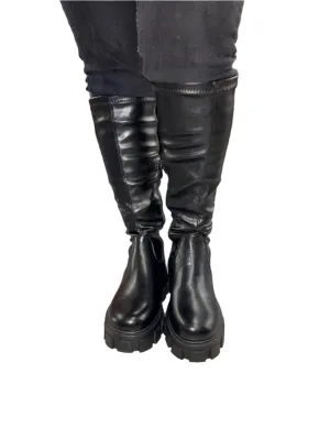 BELOW THE KNEE FAUX LEATHER PLATFORM BOOT PREMO-03