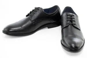 Black Cap-Toe Lace-Up Derby Dress Shoes