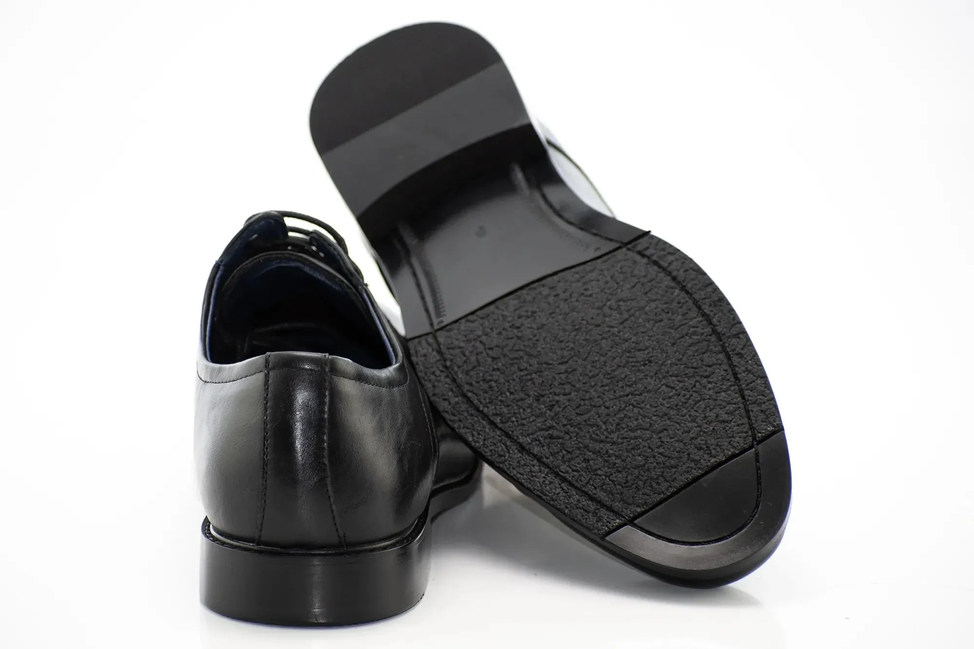 Black Cap-Toe Lace-Up Derby Dress Shoes