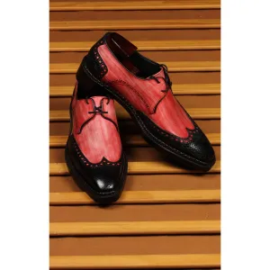 Black Lizard print   Burgundy Brushed patina Wingtip Norwegian Derby