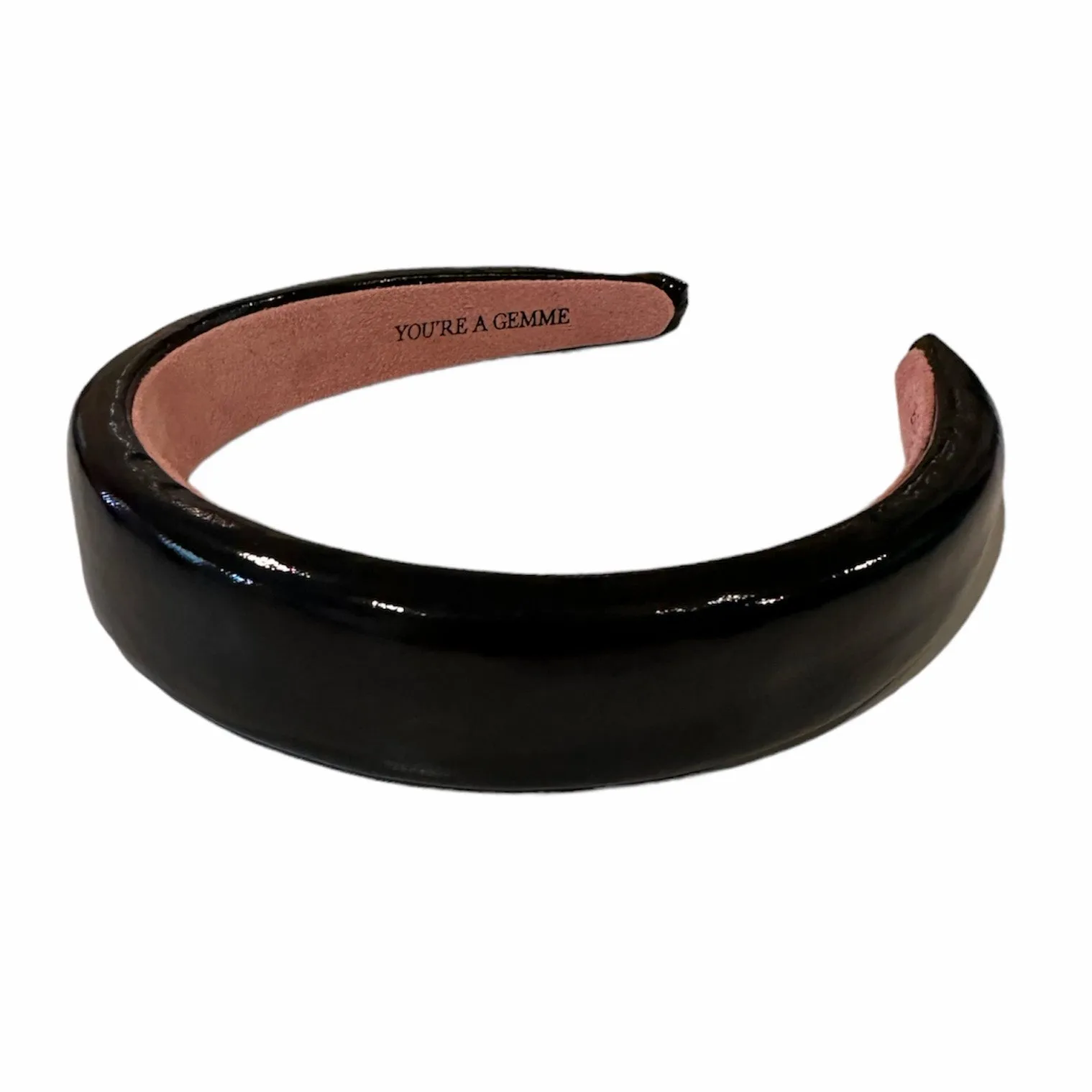 Black Patent Leather Padded Headband