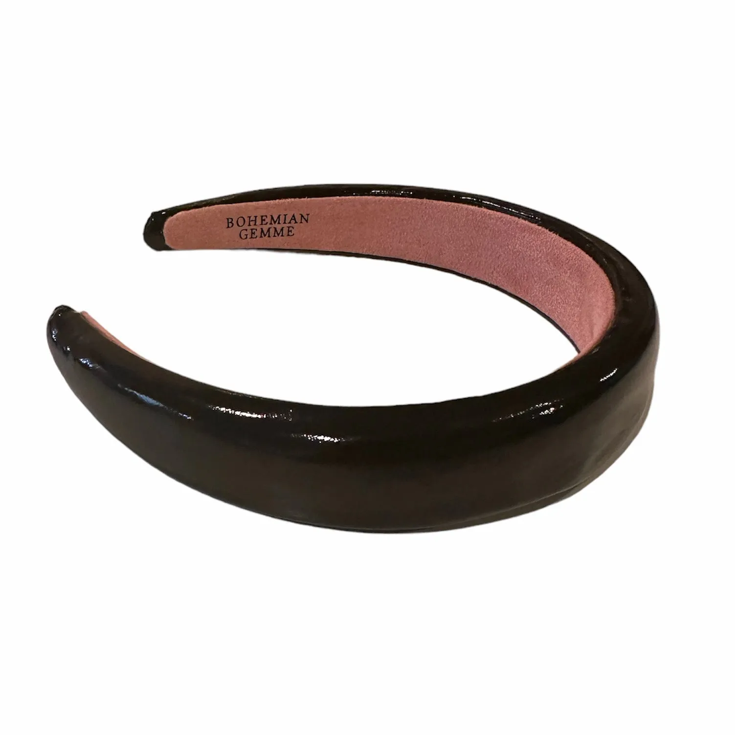 Black Patent Leather Padded Headband