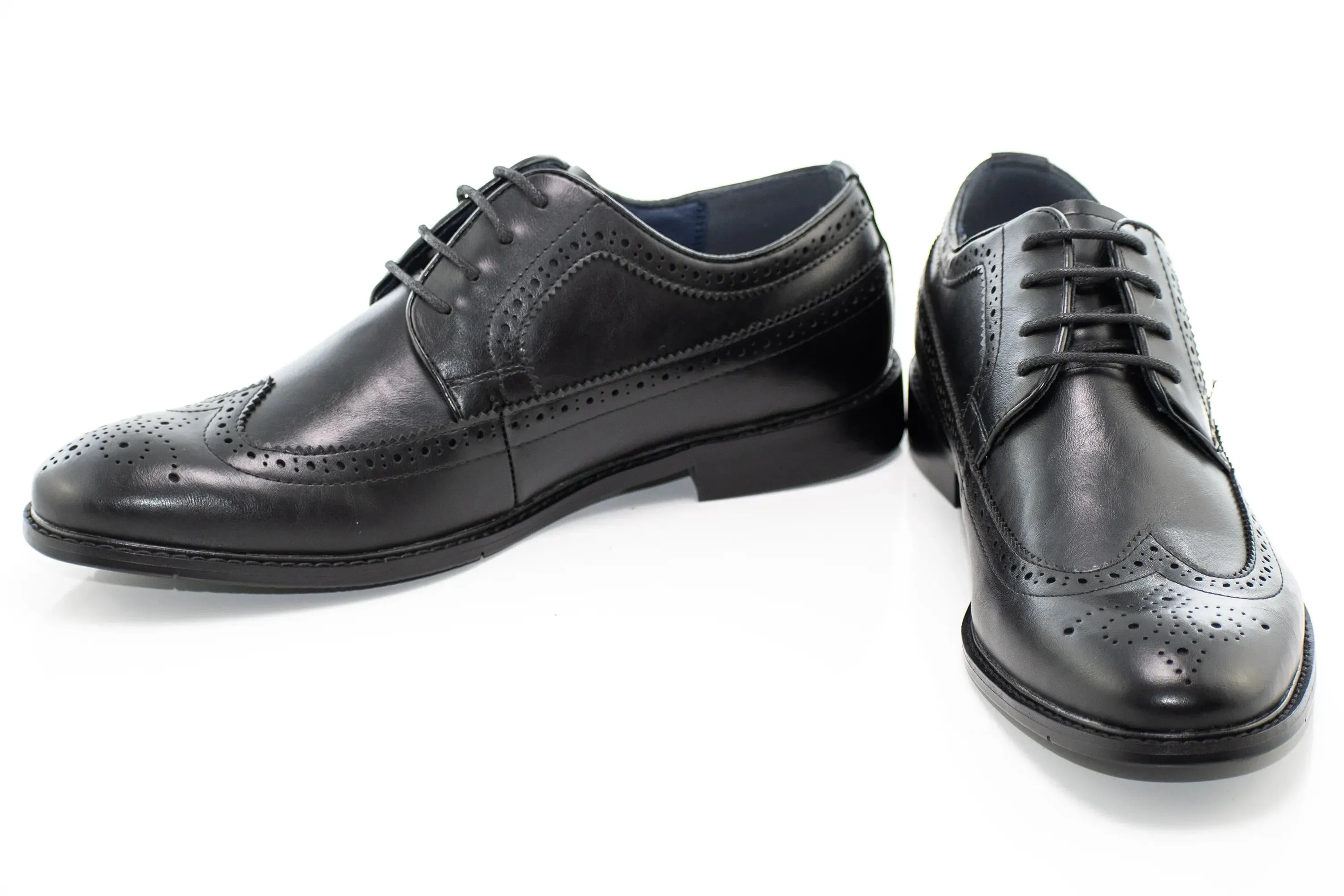 Black Wingtip Lace-Up Derby Dress Shoes