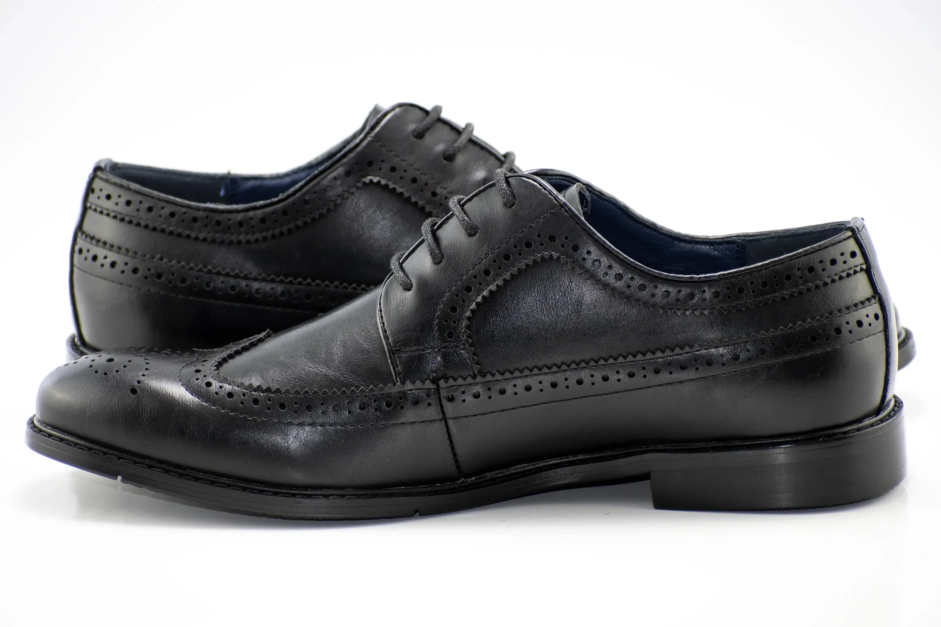 Black Wingtip Lace-Up Derby Dress Shoes