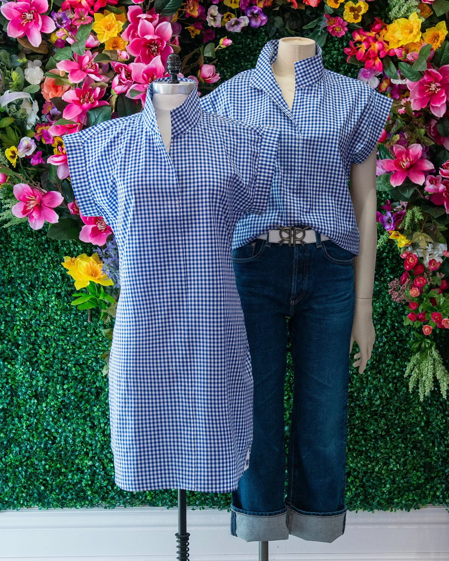 Blue Gingham Cap Sleeve Dress