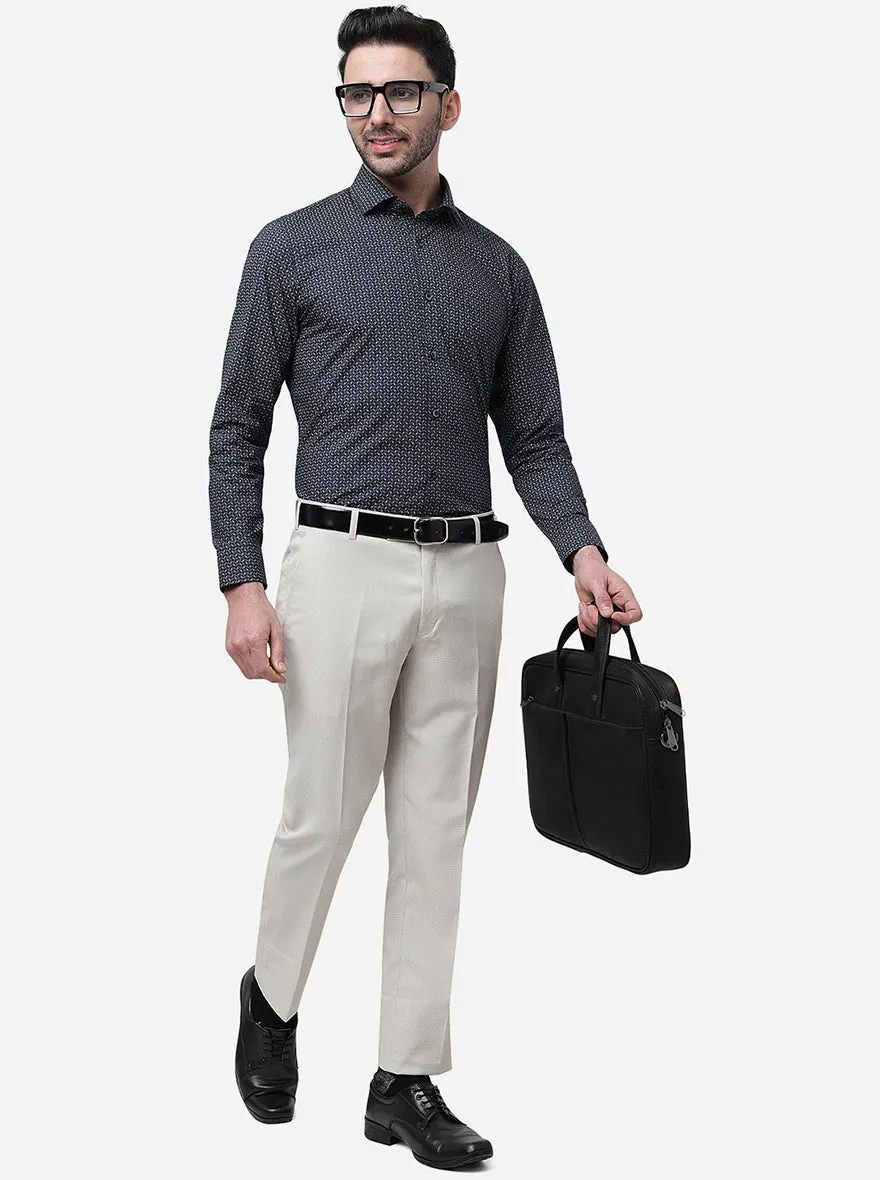 Blue Printed Slim Fit Formal Shirt | Greenfibre