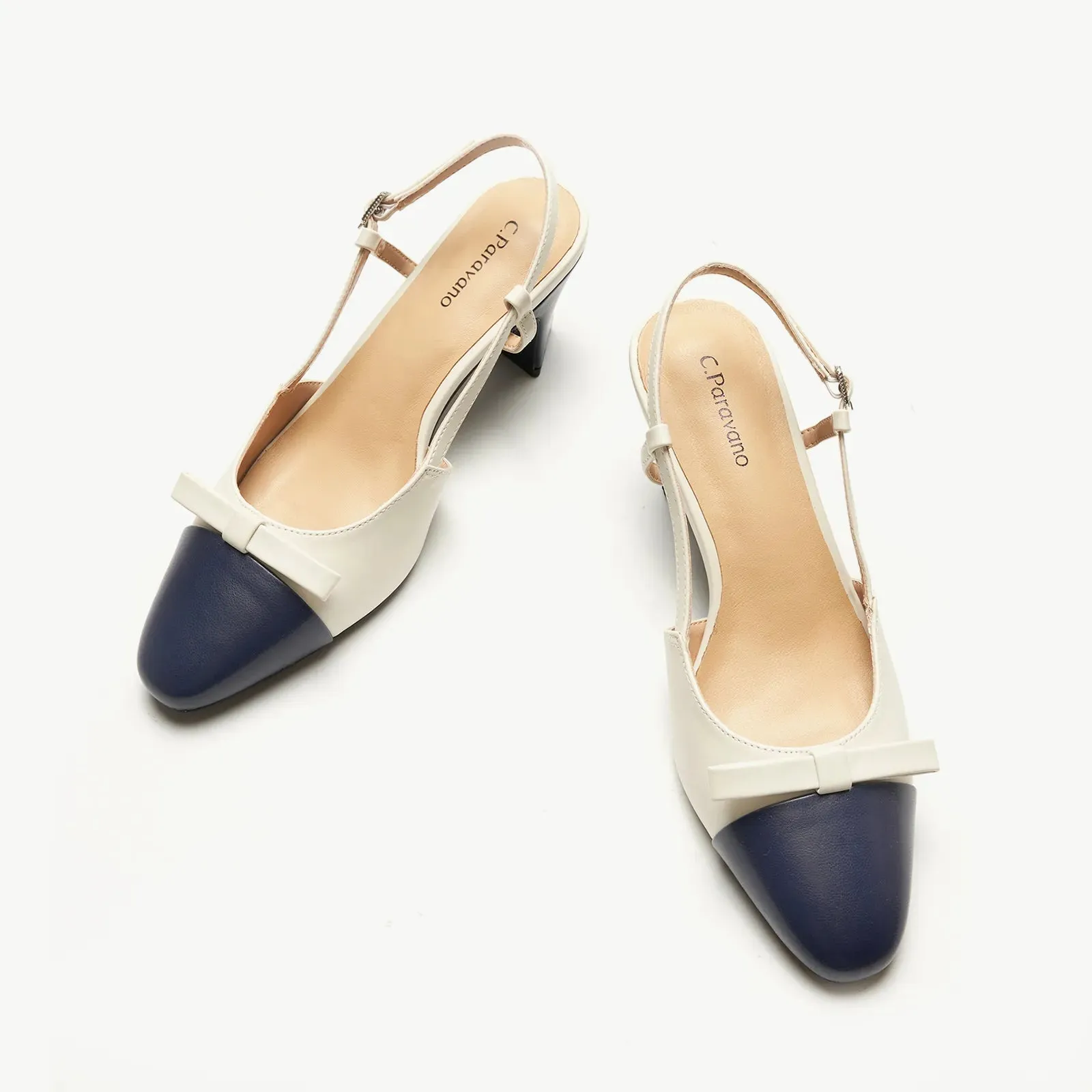 Bow Detail Colorblock Slingback Pumps (Jessica B) Social