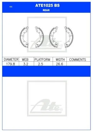 Brake Shoes Kia Picanto 2 1.0,1.2