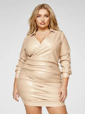 Brianne Faux Leather Ruched Dress