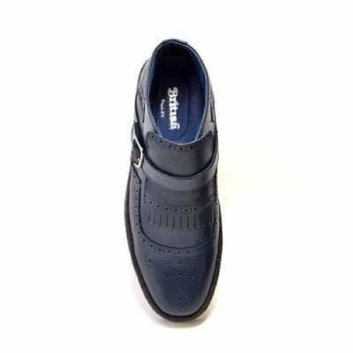 British Walkers Playboy Manhattan Wingtip Men's Navy Blue Leather Ankle Boots