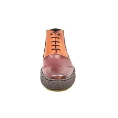 British Walkers Playboy Wingtip 6 Men's Two Tone Rust and Brown Leather Ankle Boots