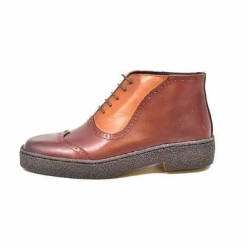 British Walkers Playboy Wingtip 6 Men's Two Tone Rust and Brown Leather Ankle Boots