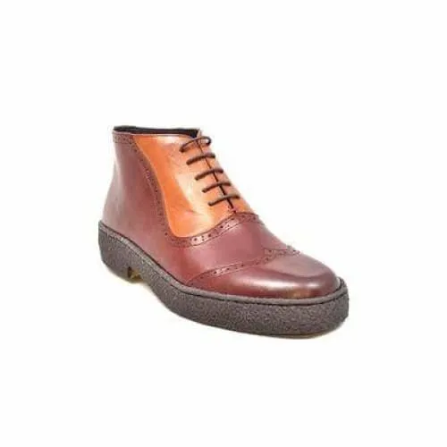 British Walkers Playboy Wingtip 6 Men's Two Tone Rust and Brown Leather Ankle Boots