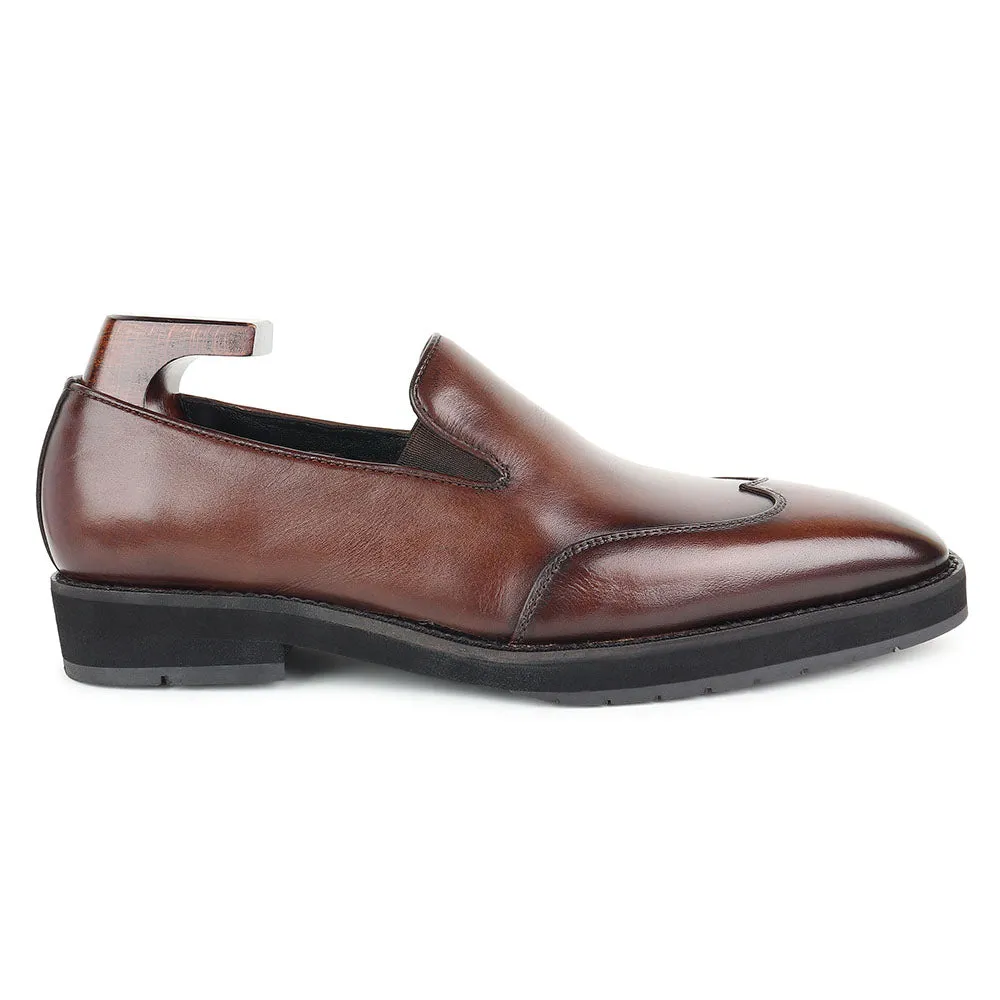 Brown Mirror Glossed Patina Wingtip Extralight Loafer