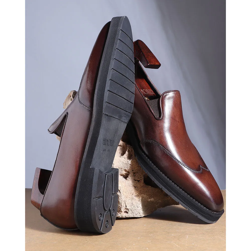 Brown Mirror Glossed Patina Wingtip Extralight Loafer
