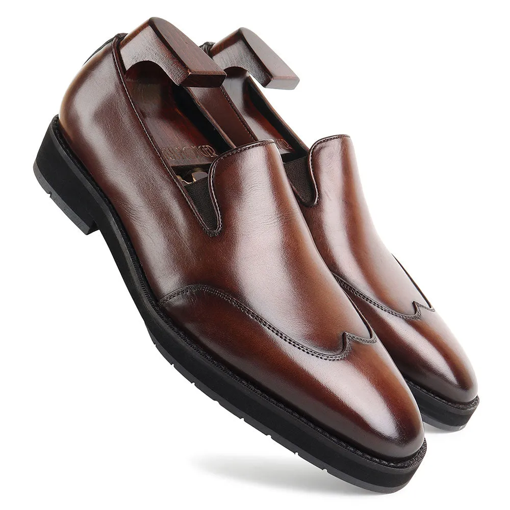 Brown Mirror Glossed Patina Wingtip Extralight Loafer