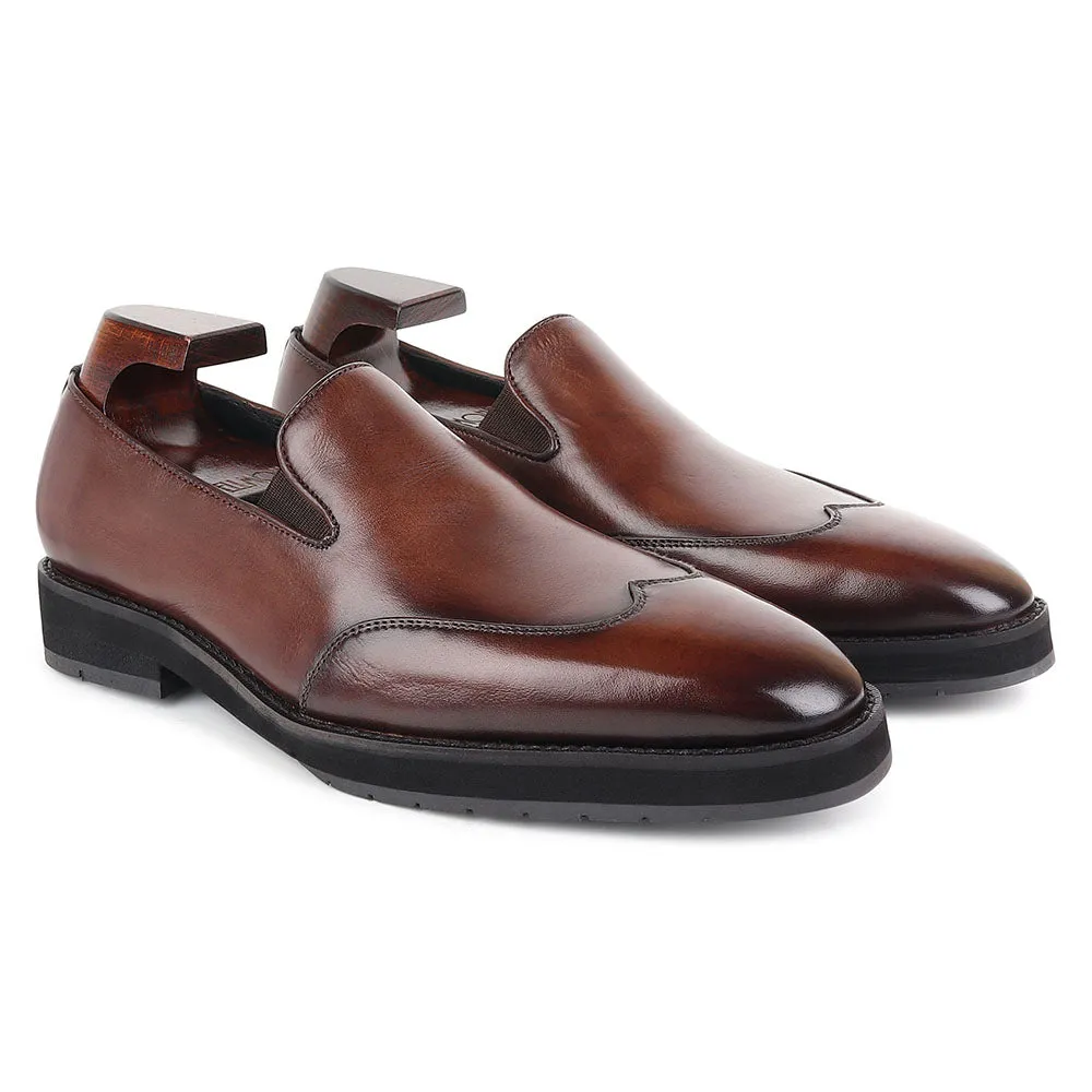 Brown Mirror Glossed Patina Wingtip Extralight Loafer