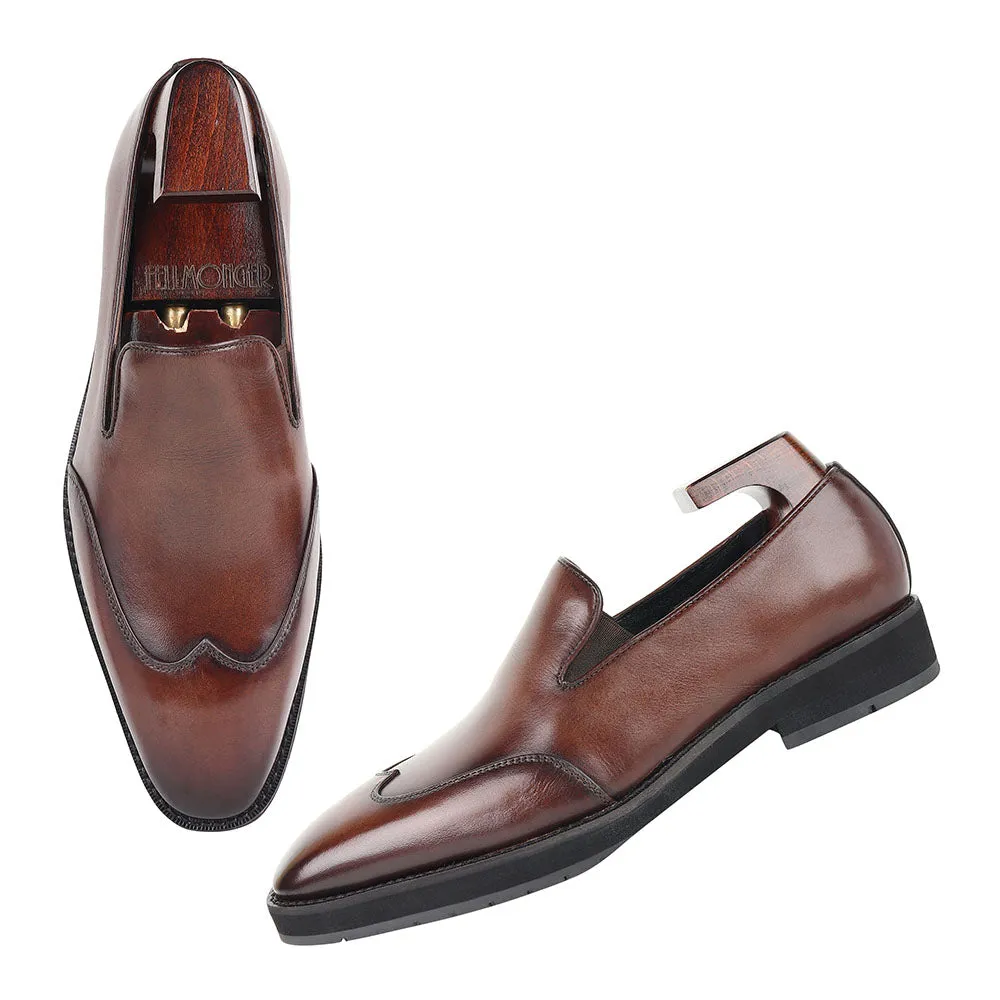Brown Mirror Glossed Patina Wingtip Extralight Loafer