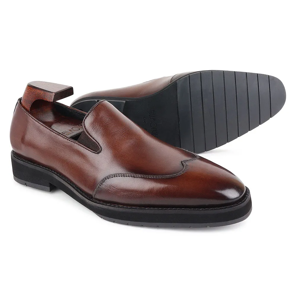 Brown Mirror Glossed Patina Wingtip Extralight Loafer