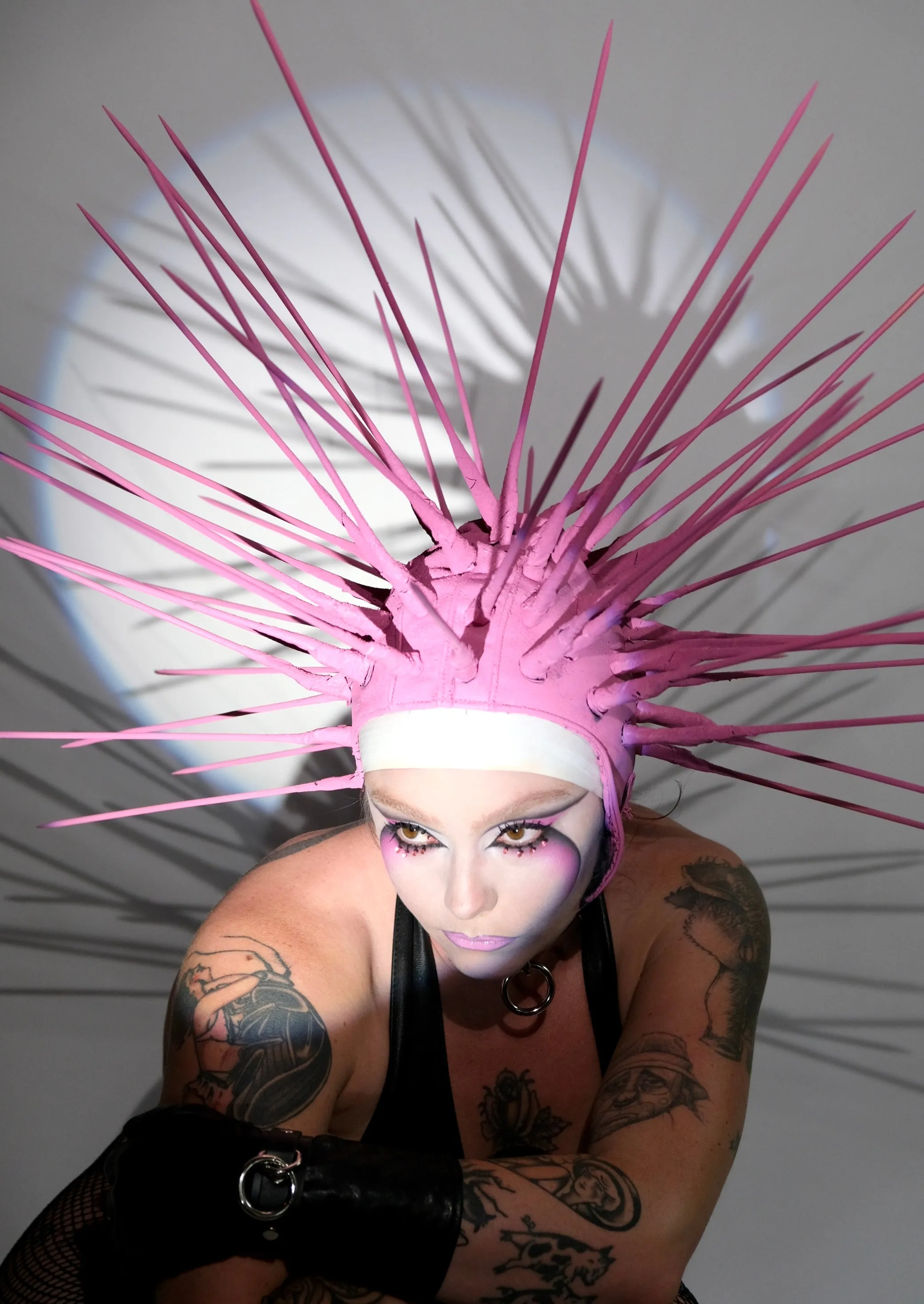 Bubblegum Spiked Leather Hood