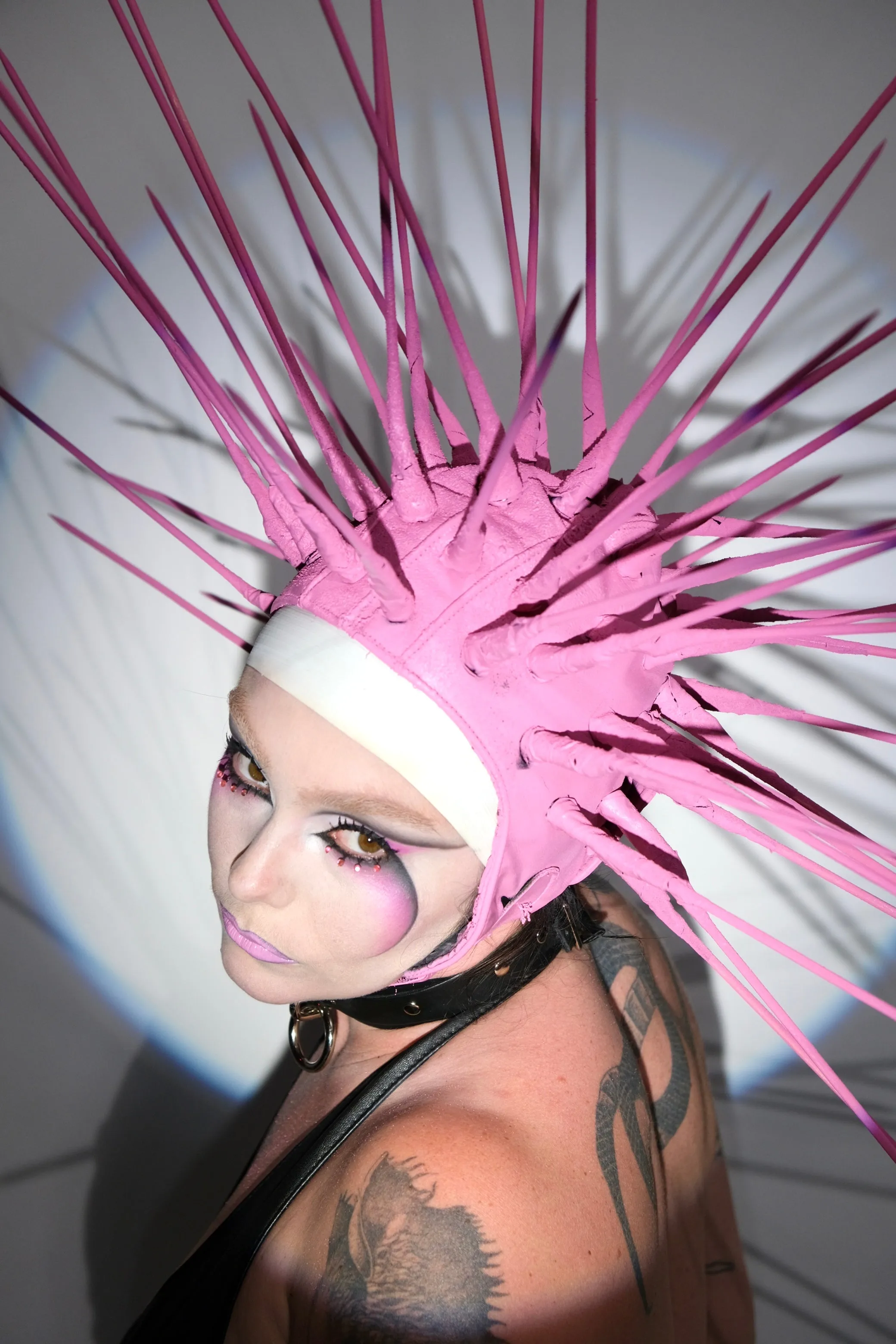 Bubblegum Spiked Leather Hood