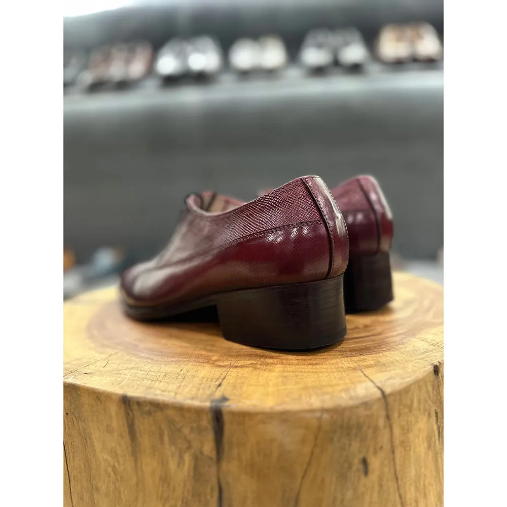 Burgundy Goodyear Welted Patina Mirror Glossed Hatch Grain Wingtip Oxford   Fiddle Bkac Sole
