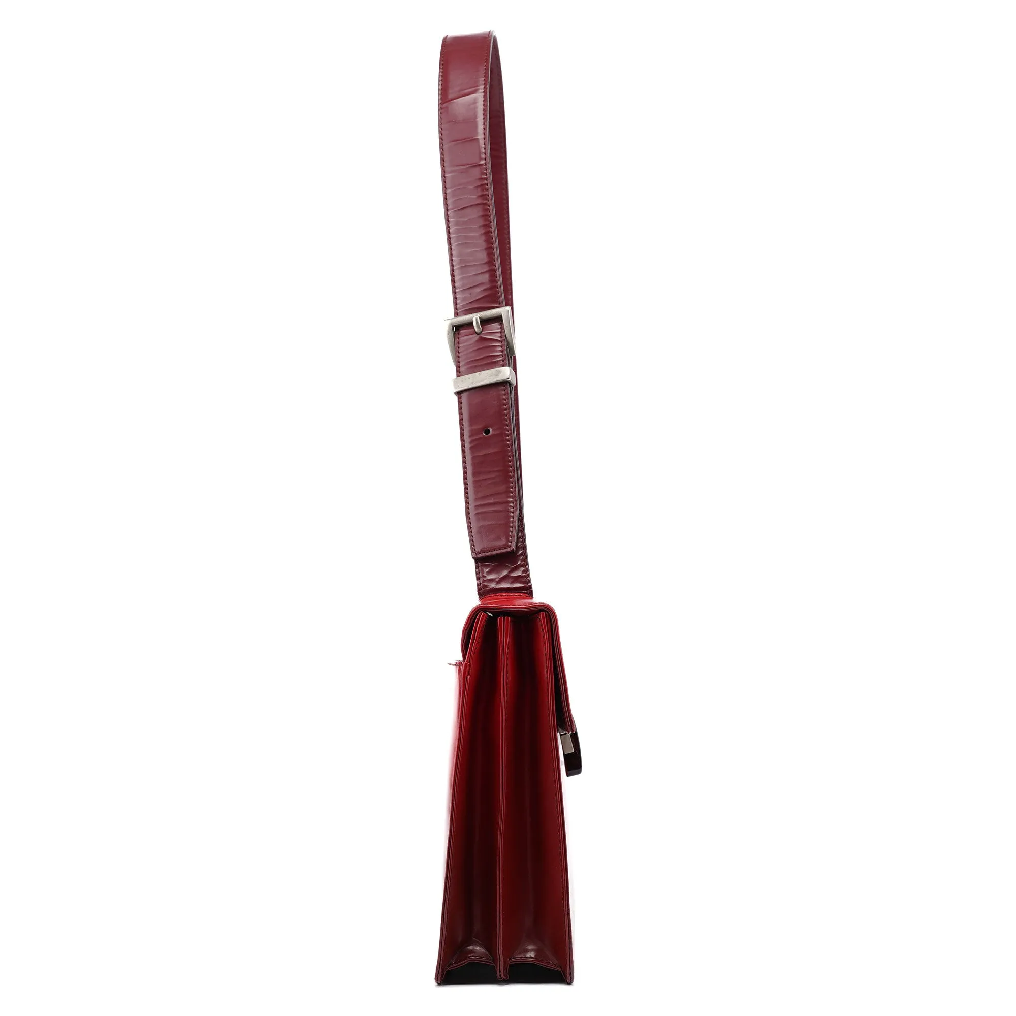 Burgundy Gradient Spazzolato Buckle Shoulder Bag
