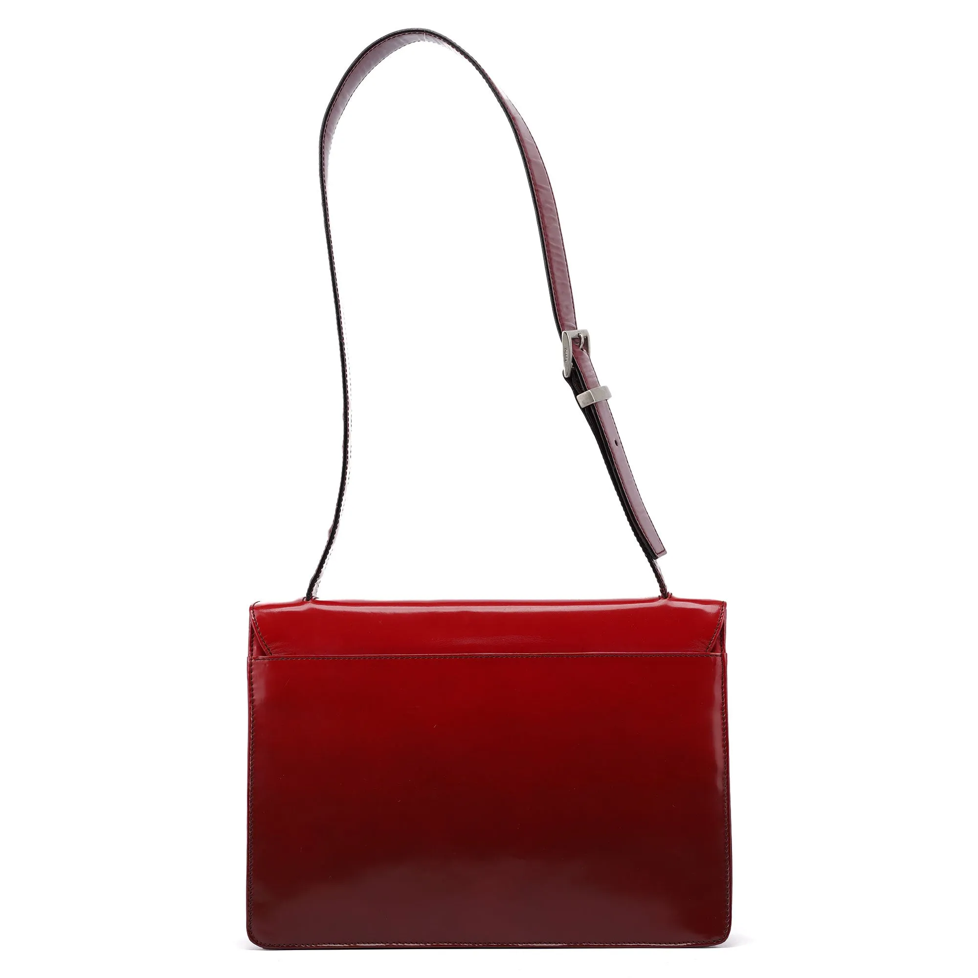 Burgundy Gradient Spazzolato Buckle Shoulder Bag