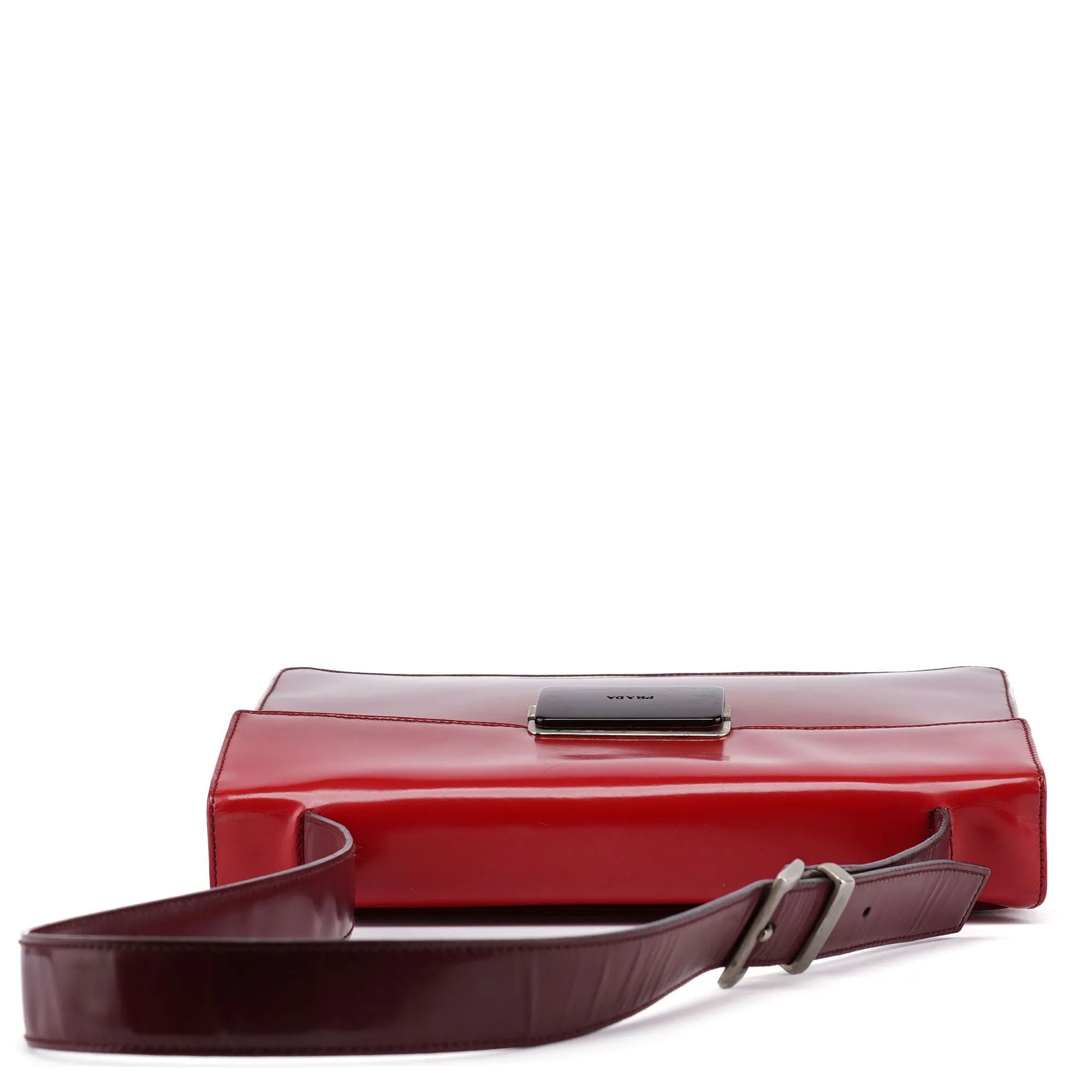 Burgundy Gradient Spazzolato Buckle Shoulder Bag