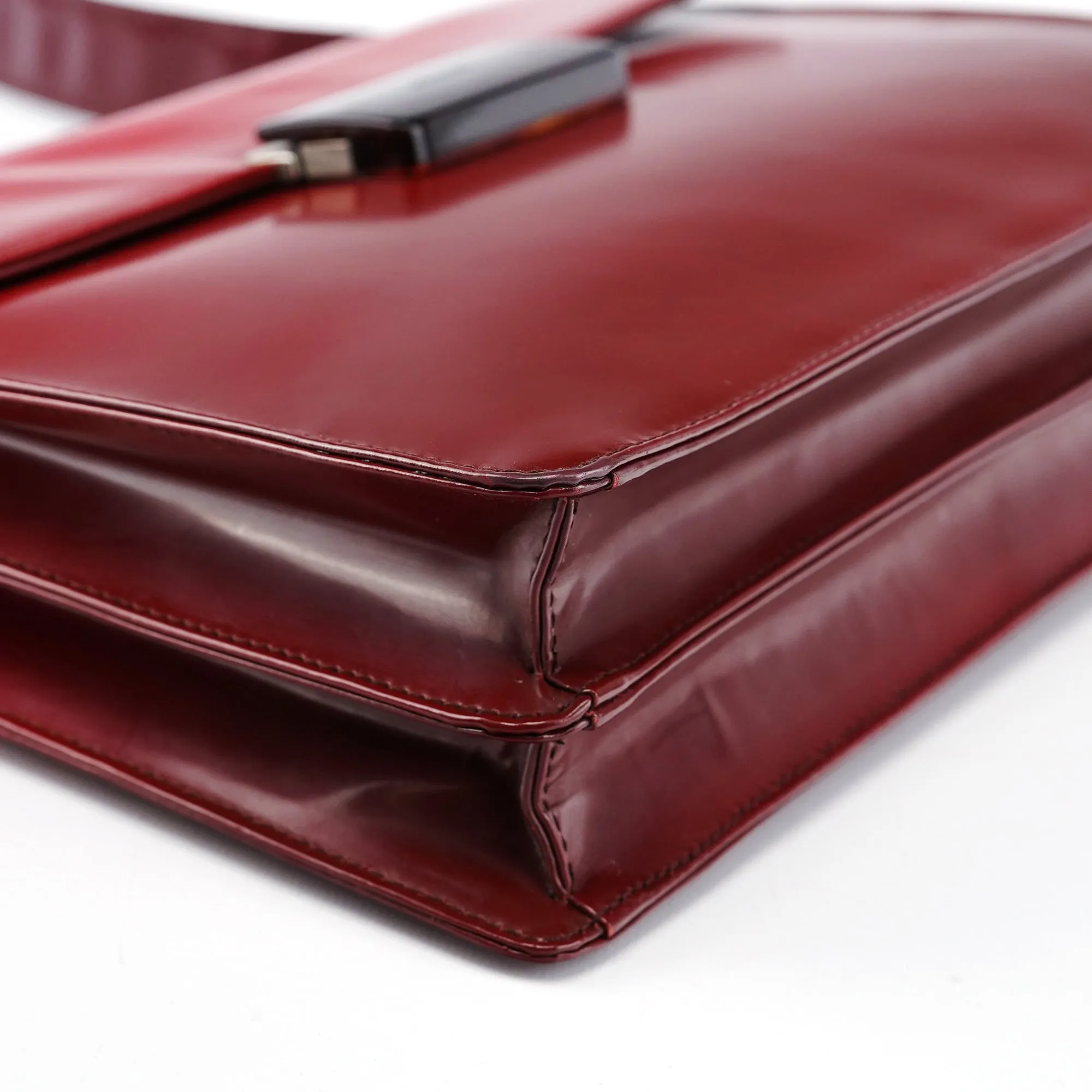 Burgundy Gradient Spazzolato Buckle Shoulder Bag