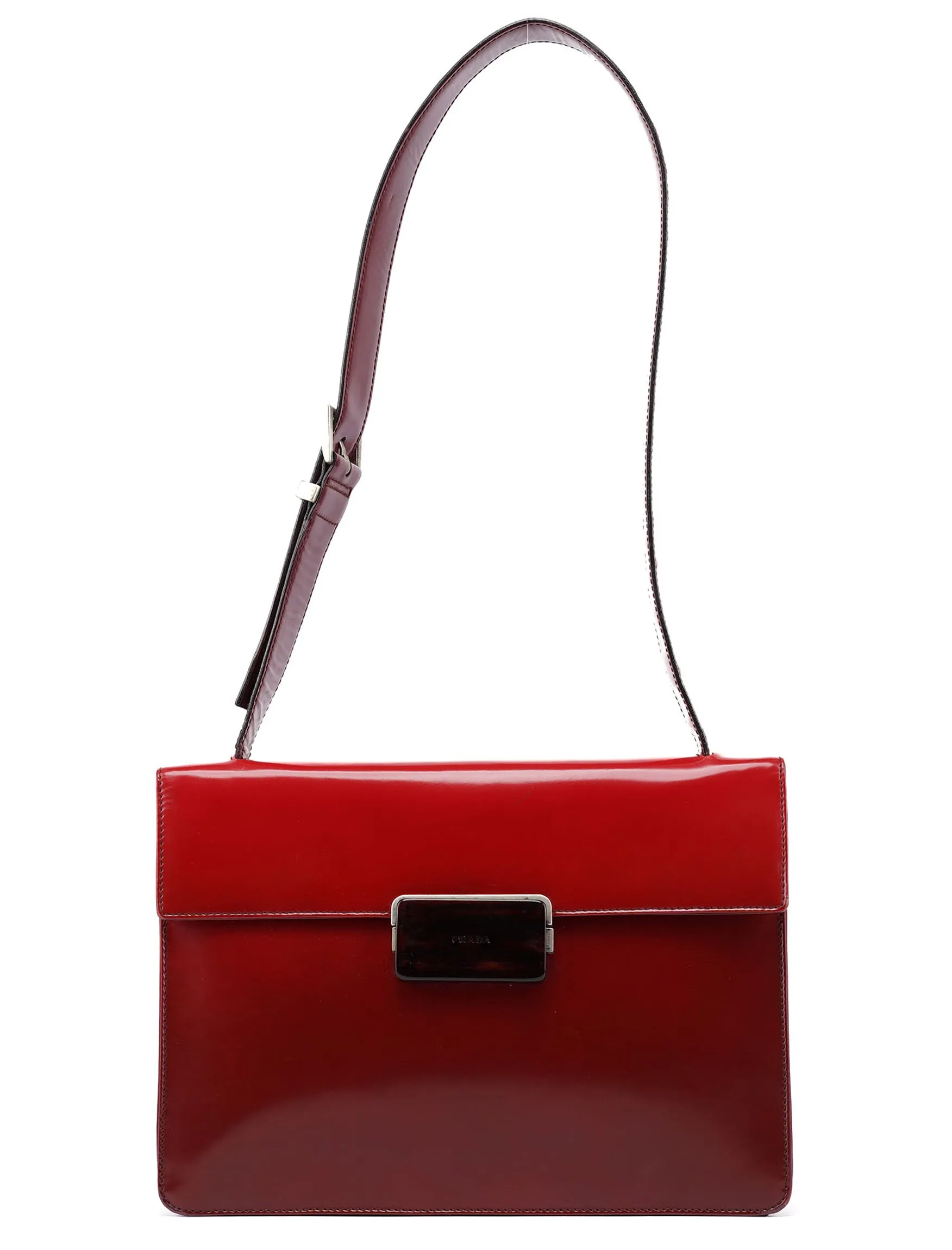 Burgundy Gradient Spazzolato Buckle Shoulder Bag