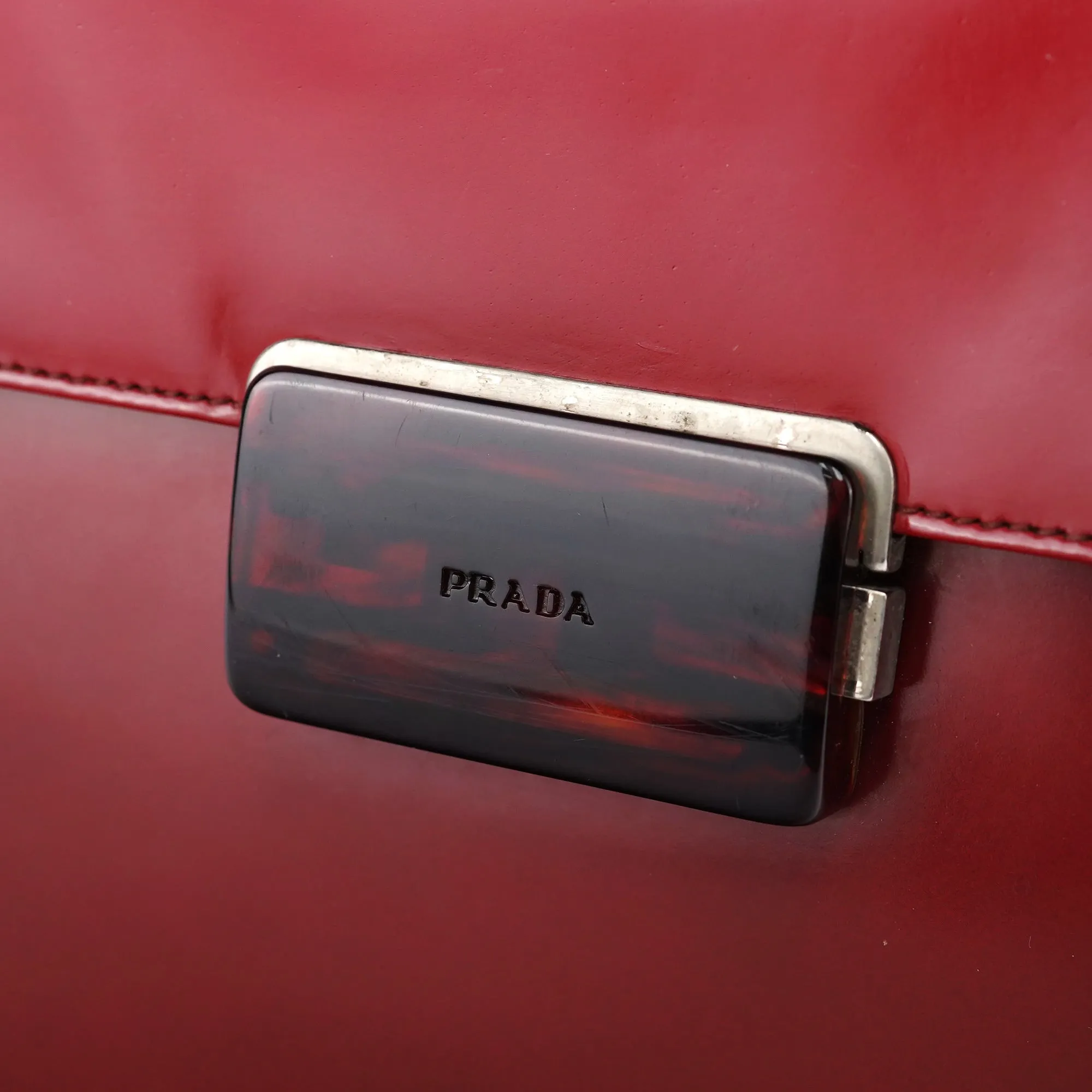 Burgundy Gradient Spazzolato Buckle Shoulder Bag
