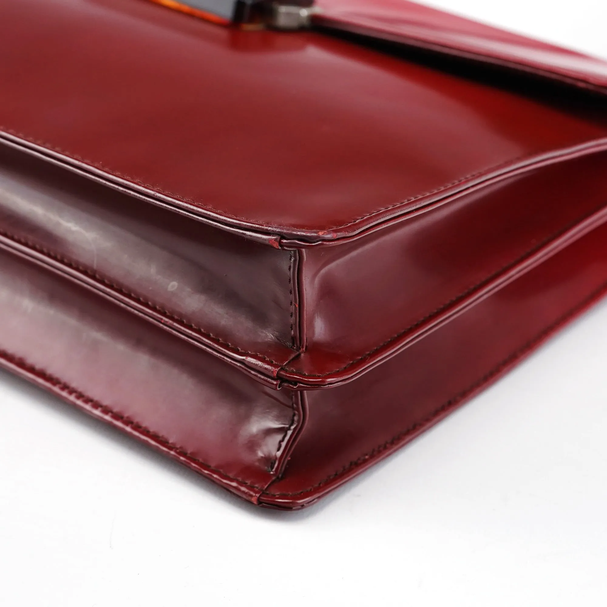 Burgundy Gradient Spazzolato Buckle Shoulder Bag