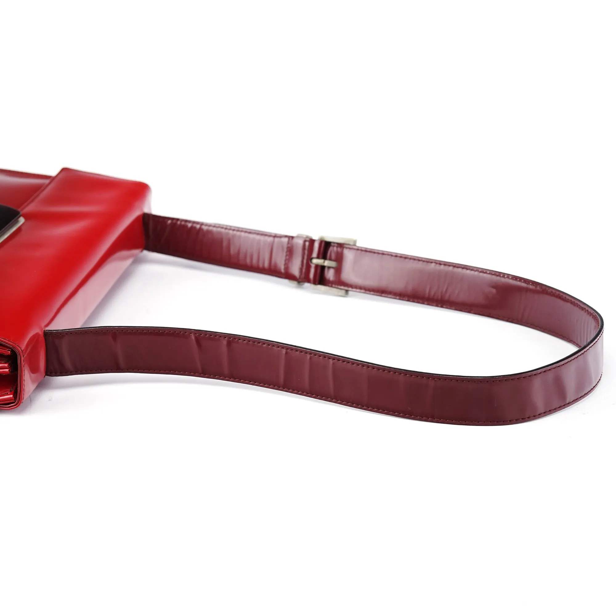 Burgundy Gradient Spazzolato Buckle Shoulder Bag