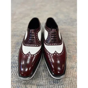 Burgundy   White Spectator Wingtip Oxford   Extralight Platform Sole