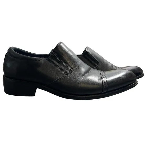 Carrucci Men's Black Leather‎ Pointed Toe Loafer Size 9.5